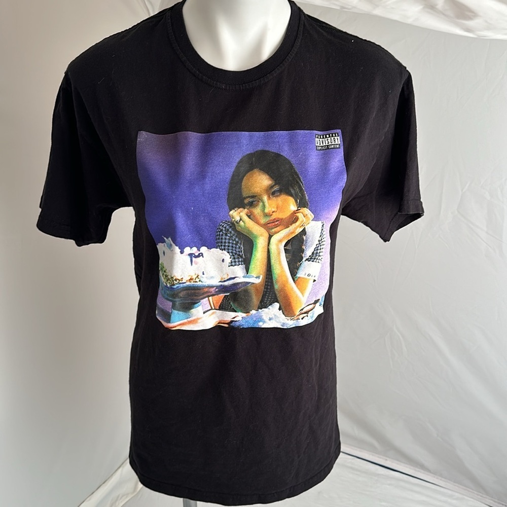 Olivia Rodrigo Sour black multicolor album cover graphic crew neck t-shirt
